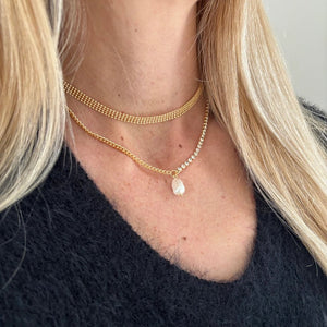AMORE - Collana con zirconi e perla - OE!