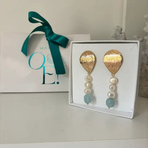 Aquamarine Pearl Elegance - orecchini - OE!