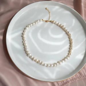 Basic freshwater medium pearl collana/choker - OE!