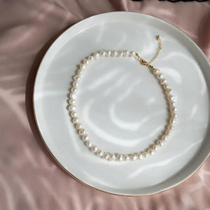 Basic freshwater medium pearl collana/choker - OE!