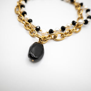 BLACK & WHITE - Collana con cristalli e catena - OE!