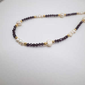 CRISTALLI VIOLA - Collana con cristalli e perle - OE!
