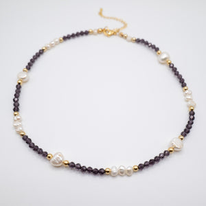 CRISTALLI VIOLA - Collana con cristalli e perle - OE!