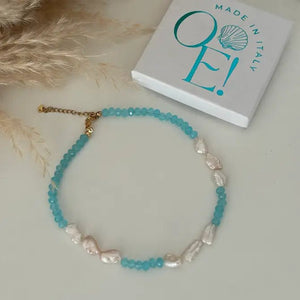 INCASTRI CELESTI - Collare di perle Keshi con perline di cristallo - OE!