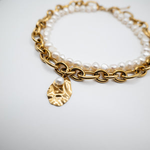 ORO GIALLO - Collana con catena e perle - OE!