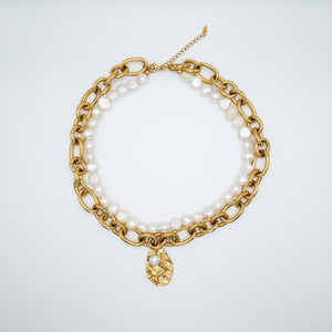 ORO GIALLO - Collana con catena e perle - OE!