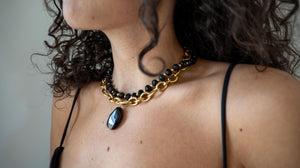OSSIDIANA - Collana con pietra naturale e catena oro - OE!