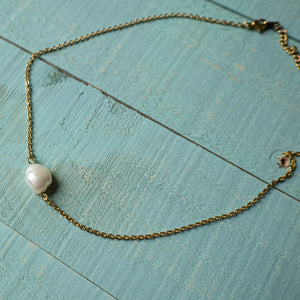 PERLA SOLITARIA - Collana con perla di fiume - OE!