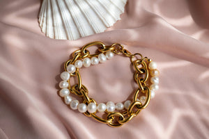 PERLE - Bracciale oro con perle di fiume - OE!