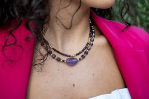PREZIOSA - Collana con ametista e cristalli - OE!
