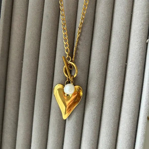 SZERELEM - Collana in acciaio placcato oro 18k con pendente a cuore - OE!
