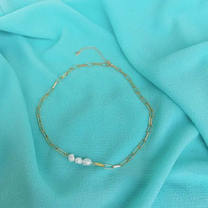 TRE - Collare/Choker con perle di fiume - OE!